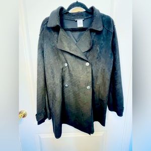 Slinky® Brand Women's xl Faux Suede Jacket black  Double Breasted
